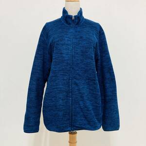 a03751 UNIQLO ユニクロ ジャケット フルジップ フリース ハイネック シンプル XL 青 古着 万能 防寒 袖ゴム ベーシックカジュアルスタイル