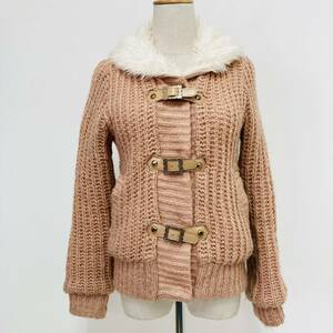 a03757 CECIL Mc BEE Cecil McBee lady's knitted jacket fur reverse side boa thick M pink on goods stylish elegant ga- Lee сhick 