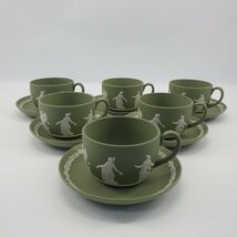 1円～ Wedgwood ウェッジウッド ジャスパー ダンシングアワー グリーン カップ＆ソーサー 計6客 食器 339-2473656【O商品】_画像1