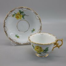 Meissen マイセン イエローローズ シェルエッジ カップ＆ソーサー 豪華金彩５計客 希少シェイプ テーブルウェ 食器 308-2476011【O商品】_画像6