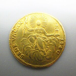 イタリア 教皇領 ゼッキーノ金貨 ベネディクト14世 1740年 重さ:約3.31g 中世 ヨーロッパ 金 K23 ヴェネツィア 貨幣 200-2500388【O商品】