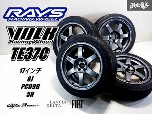 RAYS レイズ VOLK RACING ボルクレーシング TE37C 鍛造 17インチ 8J +34 PCD 98 5Hタイヤホイール 4本 アルファロメオ ランチア 等に 棚39A