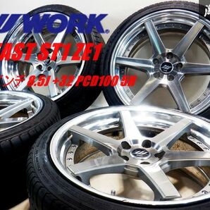 WORK ワーク ZEAST ジースト ZE1 19インチ 8.5J +32 PCD114.3 5H 5穴 タイヤホイール 4本 225/40R19 タイヤ付き アルファード 等 棚32Aの画像1