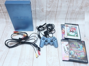 6-3787A/ソニーPS2 SCPH-39000 ケーブル付本体 SONY ソフト4点 セット 