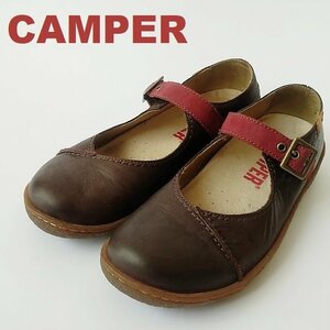 CAMPER カンペール★レザースリッポンストラップフラットシューズ/ブラウン 靴　39