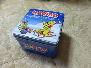 HARIBO ハリボ 小物入れ 缶かん サイズ115-115-84㎜ 青色 とてもかわいいです 中身は入っていません 空き缶 家庭保管品 缶は未使用　２