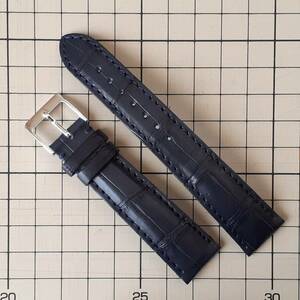 【未使用品】クロコダイル時計ベルト ネイビー 19mm