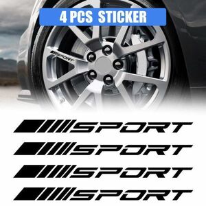 ■SPORT◆スポーツ☆ ステッカー黒シール　デカール4枚/トヨタ 日産 スバル スズキ ダイハツ マツダ 三菱 ホンダＶＷに/定形発送 OK