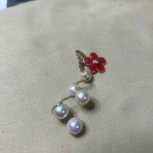 . pearl . red . flower. twist strap 