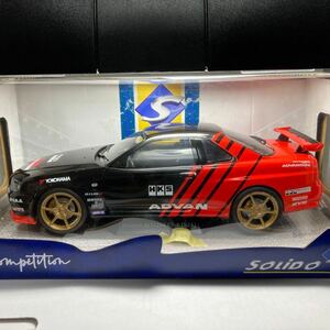 Solido　S　京商　1/18　日産　スカイライン　R34　GT-R　ブラック/レッド　検　アドバン　R32　R33　第2世代GT‐R
