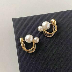 2粒パールピアス 2way 上品 ゴールド 結婚式 パーティー 入学式 卒業式の画像9