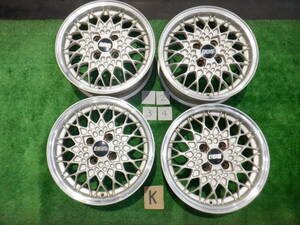 ★ ジャンク品 ★ BBS アルミホイール 4本セット 14x5.5JJ ゴールド 4H PCD100 OFF+40 ハブ径56mm センターキャップ付 ★ 2梱包発送予定 ★