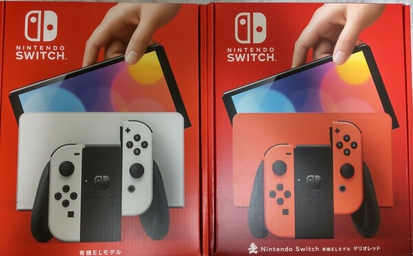 【新品未使用】Nintendo Switch 有機ELモデル マリオレッド＋ホワイト２個セット(バラ売り不可)