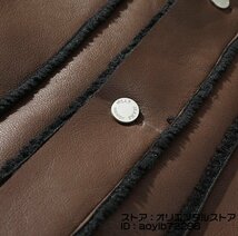 定価16万 最高級 新品 ムートンコート ブルゾン メンズ ファーコート超希少 フライトジャケット 暖か 厚手 レザージャケット ブラウン 3XL_画像6