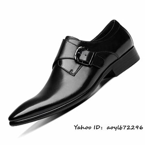 限定セール ビジネスシューズ メンズ モンクストラップ 職人手作り レザーシューズ 本革 紳士靴 革靴 トップレイヤー ブラック系 26.5cm