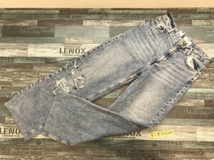 THE 90’S Bershka ベルシュカ DENIM ザラ メンズ クラッシュ加工 デニムジーンズパンツ 38 ライトブルー