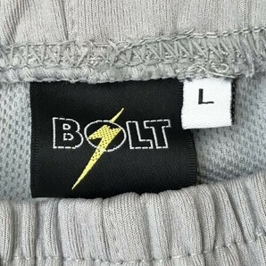 BOLT メンズ サイドライン入 ジャージパンツ L グレー蛍光緑の画像2