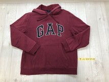 GAP ギャップ メンズ ロゴ刺繍入 フーディー パーカー M エンジ_画像1