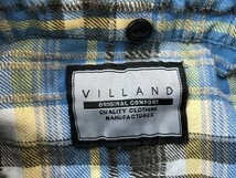 VILLAND ビランド メンズ しまむら チェック ダブルポケット 長袖シャツ 綿ポリエステル 大きいサイズ LL 焦げ茶青黄色_画像2