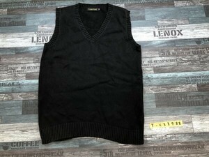 CAMPURE メンズ Vネック ニットベスト 大きいサイズ XXL 黒