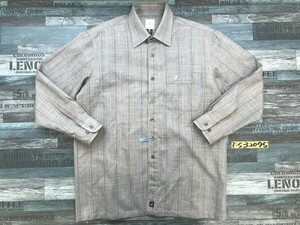 LYLE&SCOTT ライル&スコット メンズ ステッチ ストライプ フランネルシャツ L グレー クリーニング済み