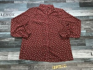レディース 日本製 ペイズリードット シースルー 長袖シャツ 11 赤