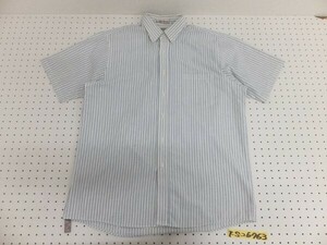 VAN HEUSEN メンズ ストライプ ボタンダウン 半袖シャツ 16 1/2 白紺グレー