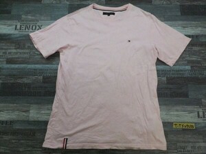 TOMMY HILFIGER トミーヒルフィガー メンズ ワンポイントロゴ刺繍 コットン 半袖Tシャツ L ピンク