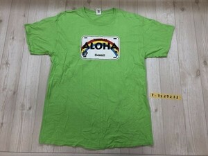 美品！GILDAN ギルダン メンズ HAWAII プリント 半袖Tシャツ L 黄緑