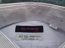 Mr.JUNKO ミスタージュンコ メンズ Air biz ピンストライプ 胸ポケット 長袖シャツ S-82 白紫_画像2
