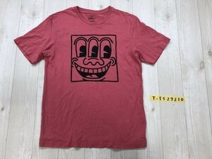 UT UNIQLO ユニクロ × Keith Haring キース・ヘリング メンズ フェイスプリント 半袖Tシャツ S ピンク