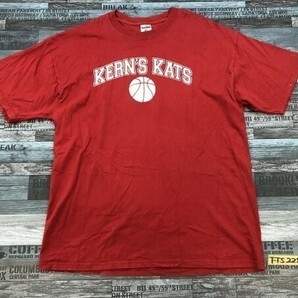 JERZEEZ ジャージーズ メンズ KERN’S KATS プリント 綿 半袖Tシャツ 大きいサイズ XL 赤白の画像1