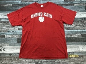 JERZEEZ ジャージーズ メンズ KERN’S KATS プリント 綿 半袖Tシャツ 大きいサイズ XL 赤白