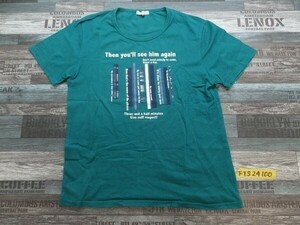 a.v.v HOMME アーベーベーオム メンズ プリント入 半袖Tシャツ 46 ターコイズグリーン