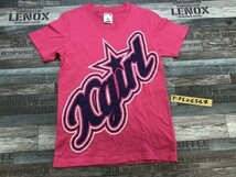 美品！X-girl エックスガール レディース 日本製 ビッグロゴプリント 半袖Tシャツ 小さいサイズ 1 ショッキングピンク_画像1