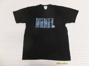 MONSTER STRIKE メンズ モンスト ボタニカルロゴプリント 半袖Tシャツ L 黒