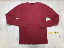 Calvin Klein Jeans カルバンクラインジーンズ メンズ Vネック リブニットセーター L 赤_画像1