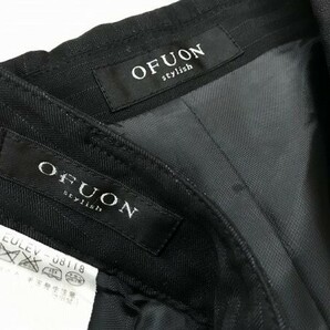 OFUON オフオン レディース ストライプ スーツ 上下セットアップ パンツ ポリエステル毛シルク 40 黒の画像2