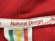 Natural Design メンズ プリント フーディー パーカー L 赤_画像2