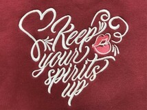 KEEP YOUR SPIRITS UP メンズ ハート刺繍 裏起毛 フーディー パーカー 大きいサイズ XL 赤_画像2