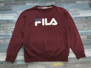 FILA フィラ メンズ ビッグロゴプリント スウェットプルオーバーカットソー L ボルドー