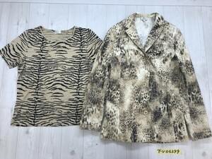 OTTIMO BRACCIO レディース イタリア製 ストレッチTシャツ・ジャケット ヒョウ柄 2点セット まとめ売り M/42