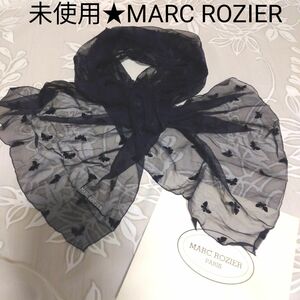 値下げ！未使用品★MARC ROZIER　紺色系　パピヨン柄　ロングスカーフ　フランス　パリ