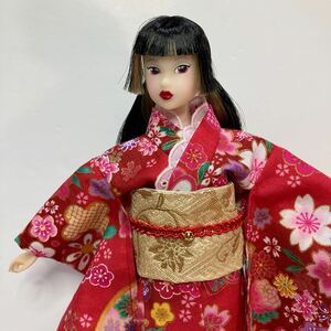 ★ジェニーmomoko 27センチ人形アウトフット★着物金襴帯セット・赤金彩花柄金色帯★ハンドメイド着せ替え服ドール服★和装★