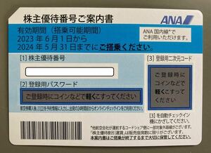 【即コード連絡可】ANA株主優待券（～2024年5月31日）1枚