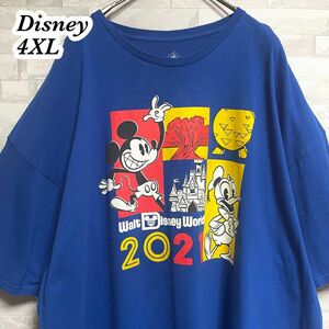 【Disney】ディズニー　ミッキーマウス　半袖tシャツ　メンズ　4XLサイズ　5L ビッグサイズ　ゆるダボ　大きいサイズ　古着