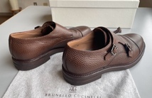 美品イタリア製 BRUNELLO CUCINELLI ブルネロクチネリ 高級レザー モンクシューズ ４２ブラウン ２７センチ_画像4