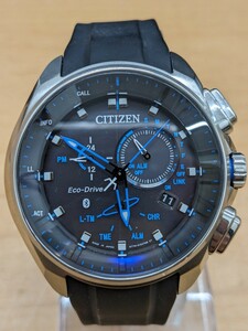 【c150】【稼働品】 CITIZEN シチズン ソーラー W770-S111552 シチズンコレクション Bluetooth 黒文字盤 デイト メンズ 腕時計