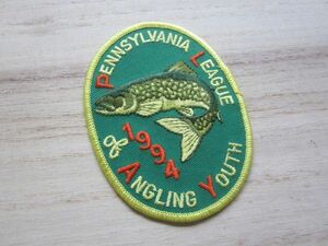 ビンテージ Pennsylvania League of Angling Youth ペンシルバニア リーグ オブ アングリング ユース 1994 バス釣り ワッペン 68