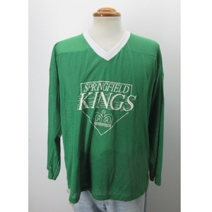80s アメリカ製　Tシャツ　M　緑　KINGS アメフト　７分　重ね着　アメカジ古着　sy3031